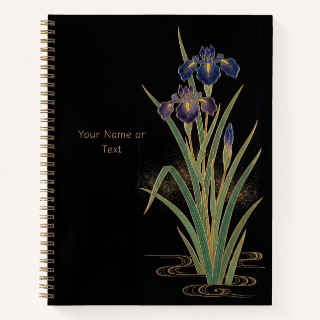 Carnet Noble Shoubu : Style Maki-e Iris et Or (Devant)