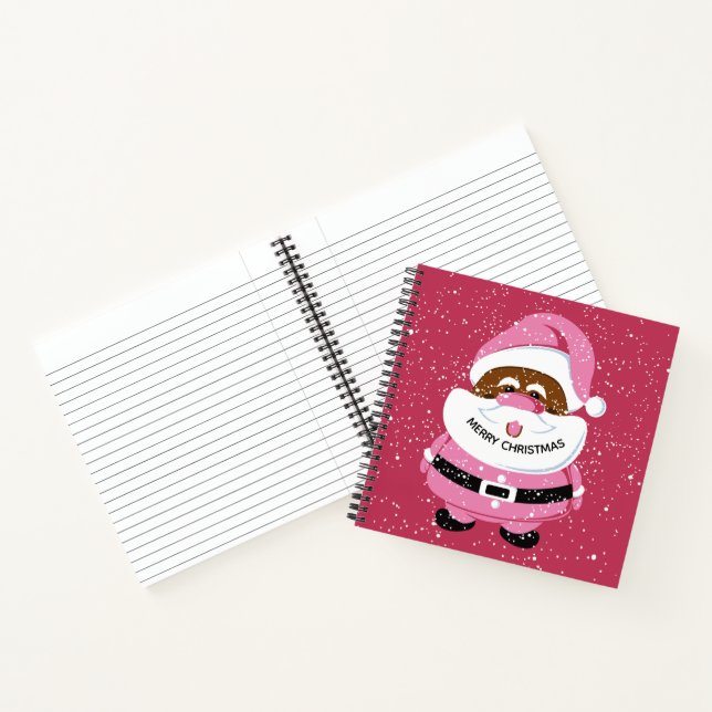 Carnet Noël beau rose Afro-Américain Père Noël (Intérieur)