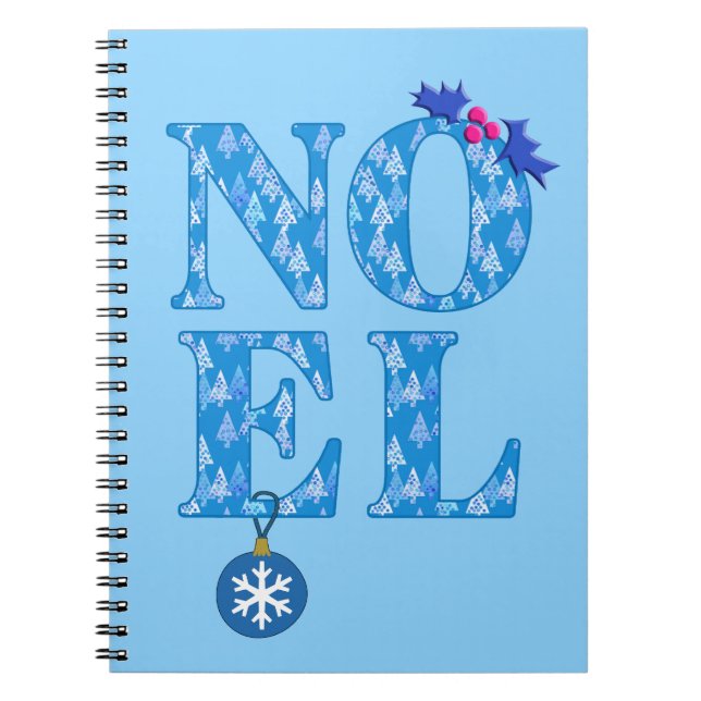 Carnet NOEL dans un Motif d'arbre de Noël bleu (Devant)