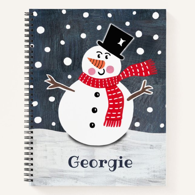 Carnet Noël de bonhomme de neige personnalisé (Devant)