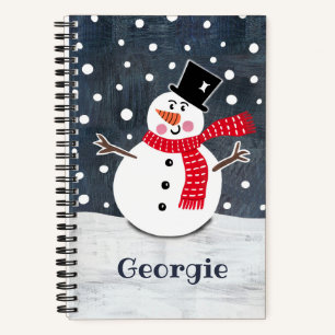 Carnet Noël de bonhomme de neige personnalisé