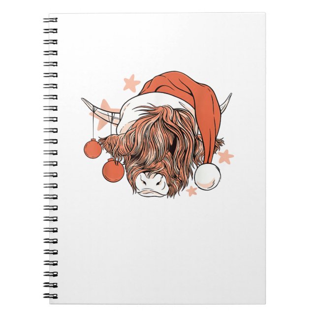 Carnet Noël de la vache mignonne Santa Hat Funny Festive (Devant)