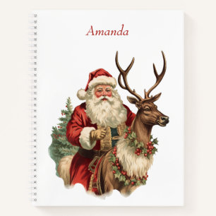 Carnet Noël du Père Noël rétro et du renne