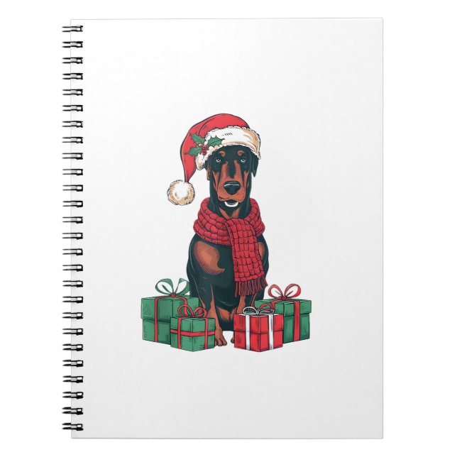 Carnet Noël Éclairage Père Noël Doberman Chien Noël (Devant)