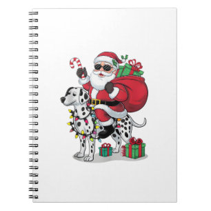 Carnet Noël Éclairage Père Noël équitation Chien Dalmatie