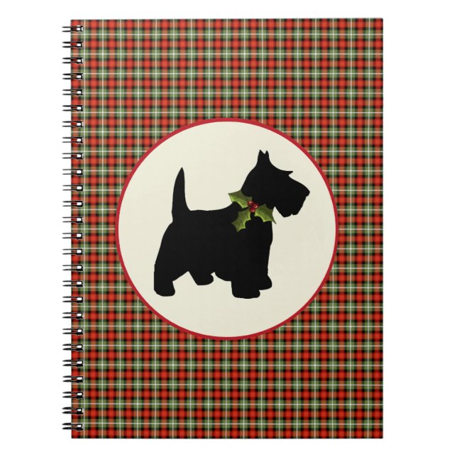 Carnet Noël écossais de plaid de chien de Scottie (Devant)