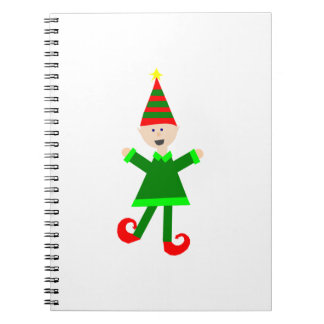 Carnet Noël Elf avec le casquette rayé vert et rouge