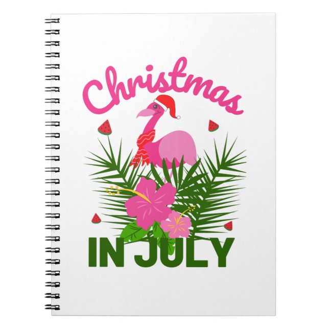 Carnet Noël en juillet joli été flamingo (Devant)