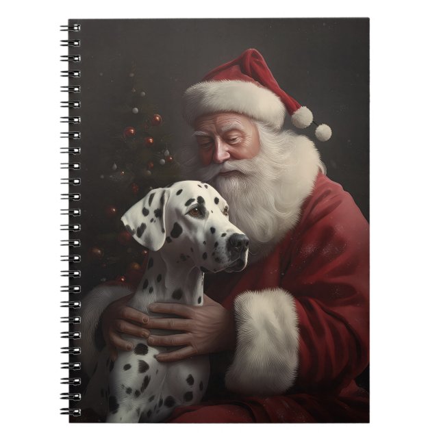 Carnet Noël festif Dalmatien avec le Père Noël (Devant)