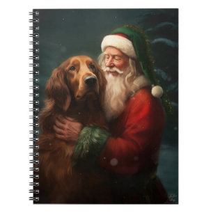 Carnet Noël festif du Père Noël de l'Irish Red Setter