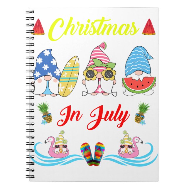 Carnet Noël Gnomes En Juillet Été (Devant)
