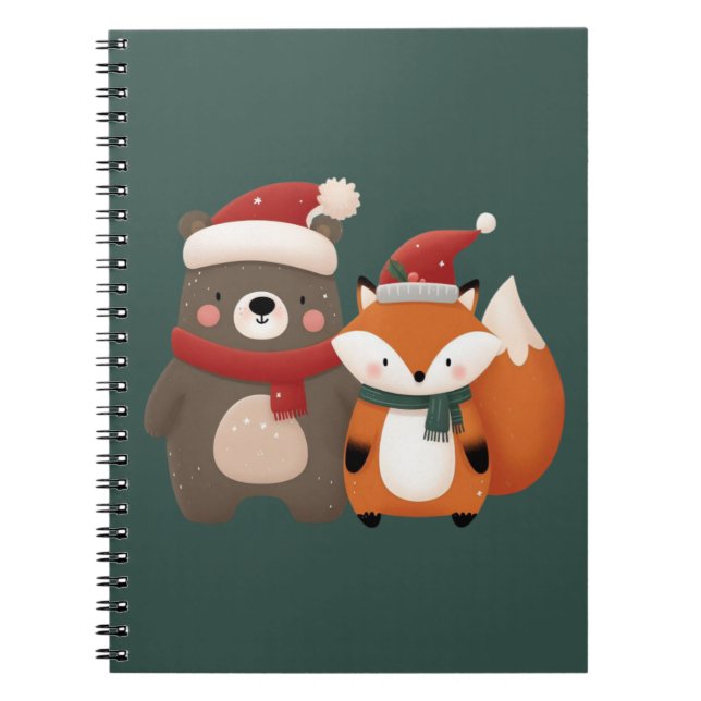 Carnet Noël/hiver Mignonne Ours et renard (Devant)