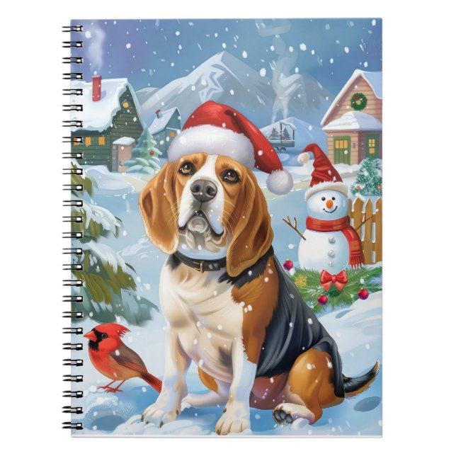 Carnet Noël Joie Merveilleux Hiver Chien Beagle (Devant)