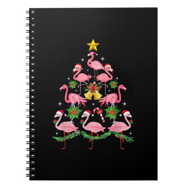 Carnet Noël - Joli Flamant rose sapin de Noël (Devant)
