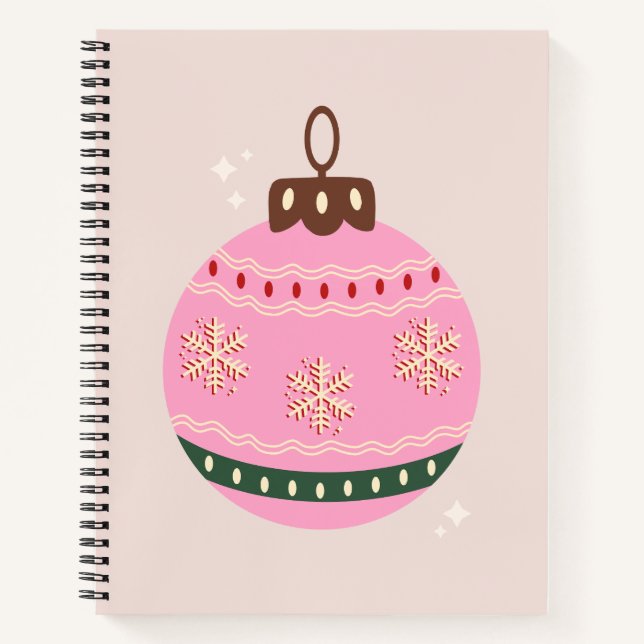 Carnet Noël Rétro Vacances rose Bauble (Devant)
