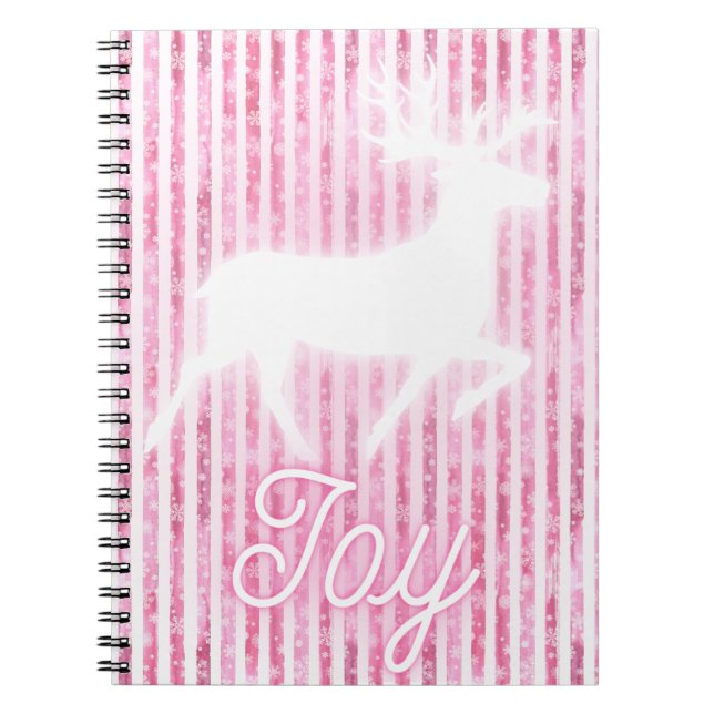 Carnet Noël rose et blanc Joie Reindeer (Devant)
