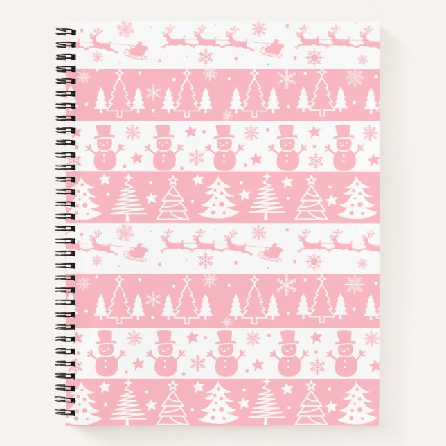 Carnet Noël rose mignon hiver (Devant)