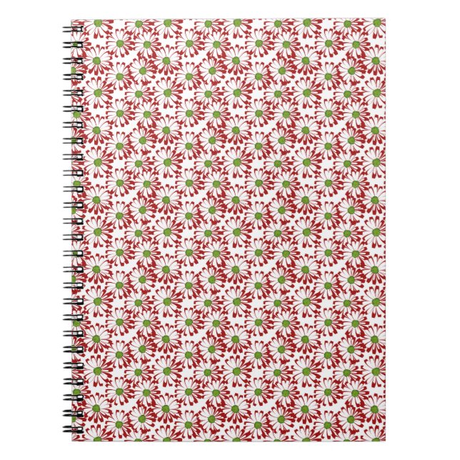 Carnet Noël Rouge et vert marguerite motif floral (Devant)