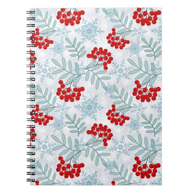 Carnet Noël, Rowan, rouge, blanc, flocons de neige (Devant)
