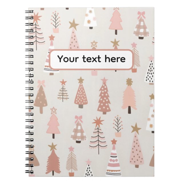 Carnet Noël Scandinave Sapins Roses (Devant)
