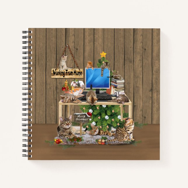 Carnet Noël - Travailler à la maison avec mes chats (Devant)