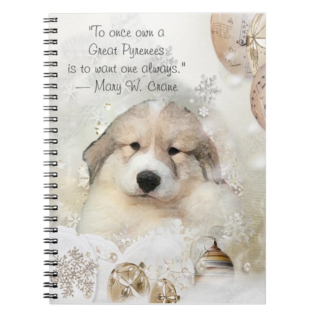 Carnet Noël Vacances Great Pyrenees Pup Aquarelle (Devant)