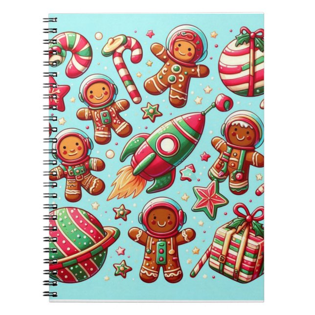 Carnet Noël vaisseau spatial pain d'épices (Devant)