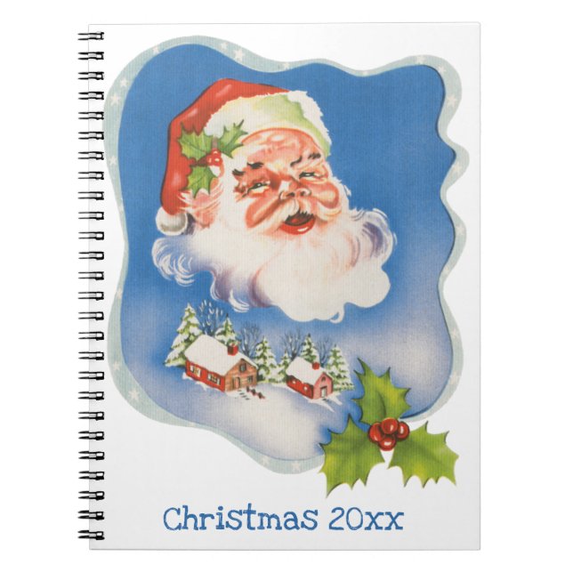Carnet Noël vintage, joyeux Père Noël rétro (Devant)