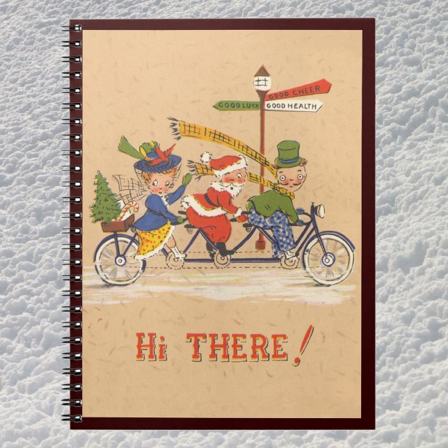 Carnet Noël vintage, le Père Noël à vélo (Créateur téléchargé)
