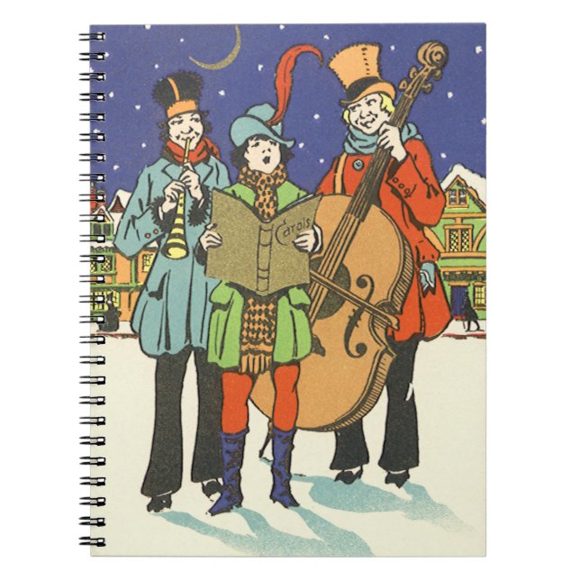 Carnet Noël Vintage, Musiciens en train de chanter (Devant)