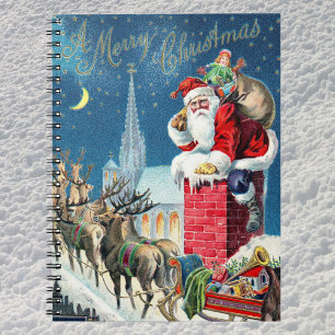 Carnet Noël Vintage Père Noël victorien sur Chimney