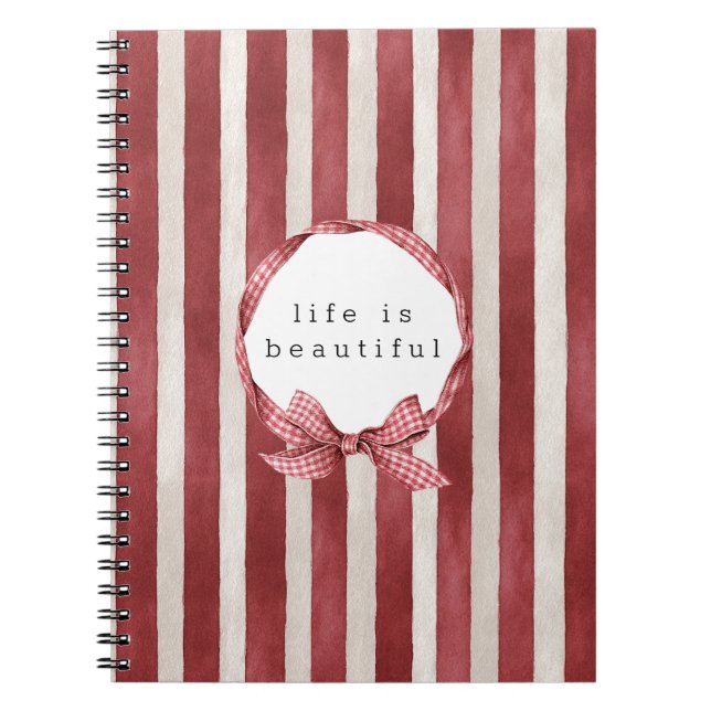 Carnet Nœud à rayures rouges et crème (Devant)
