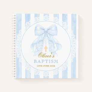 Carnet Nœud bleu élégant garçon en dentelle