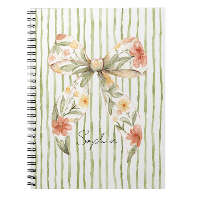 Carnet Nœud floral à rayures vertes (Devant)