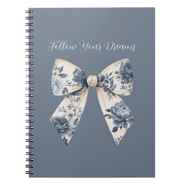 Carnet Nœud floral crème bleu (Devant)
