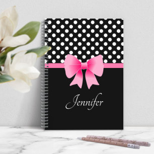 Carnet Nœud rose à script élégant personnalisé