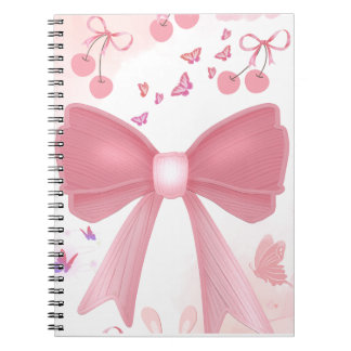 Carnet Nœud Rose Coquette et Cerises – Esthétique Collage