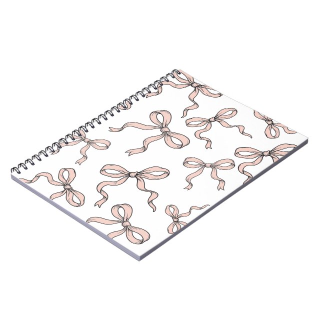 Carnet Nœuds de ruban rose à la mode mignons contourné en (Côté gauche)
