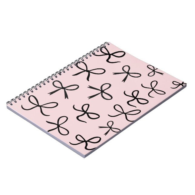 Carnet Nœuds Noirs Mignons et Tendance Rose (Côté gauche)