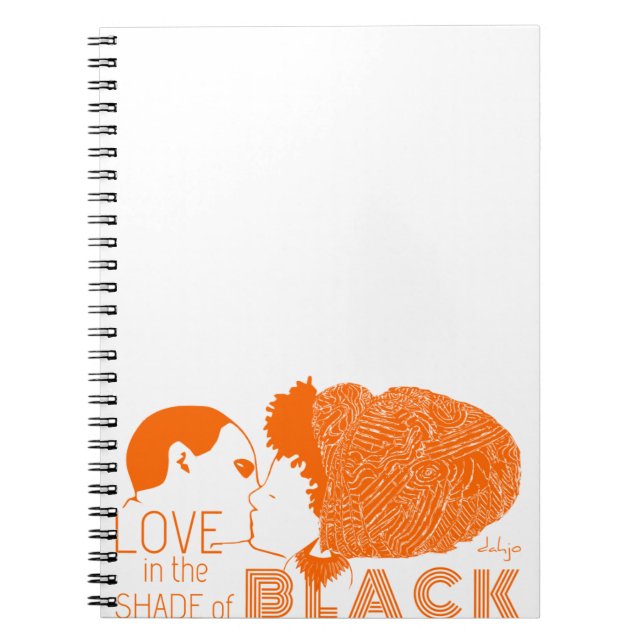 Carnet NOIR AMOUR en ORANGE (Devant)