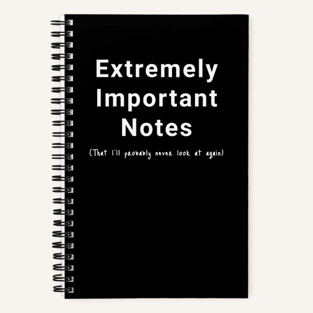 Carnet noir avec notes importantes drôles texte si (Recto)