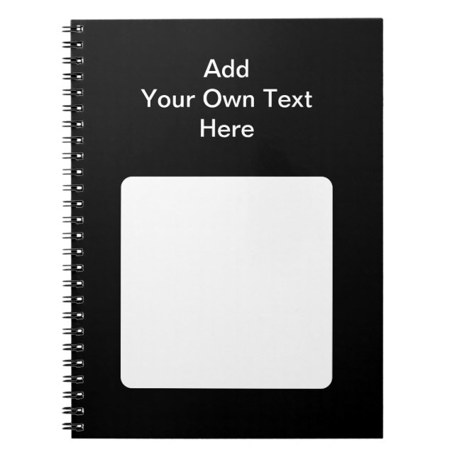 Carnet Noir avec zone blanche et texte personnalisé. (Devant)