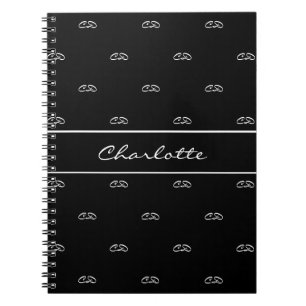 Carnet Noir blanc monogramme initiales motif nom script