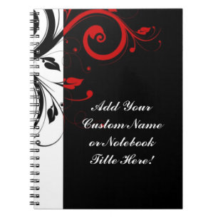 Carnet Noir Blanc Rouge Inverse Swirl Personnalisé