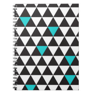 Carnet Noir Blanc Sarcelle Turquoise Triangles Géométriqu