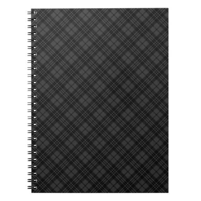 Carnet Noir blanc tartan plaid hiver Noël motif (Devant)