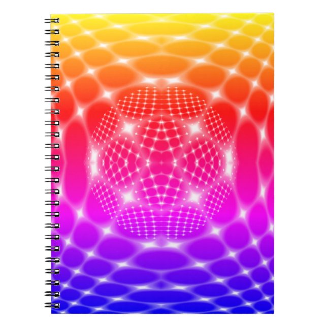 Carnet Noir bleu néon fractal (Devant)