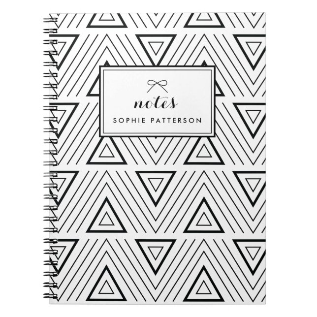 Carnet Noir contemporain Triangles Motif personnalisé (Devant)