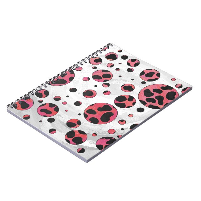 Carnet Noir dalmate et rouge avec Pois (Côté gauche)
