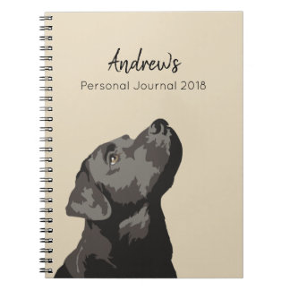 Carnet noir de journal personnalisé par Labrador